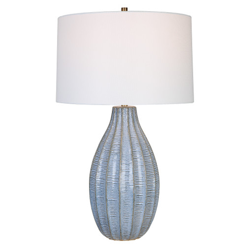 Clearwater Blue Glazed Table Lamp light on