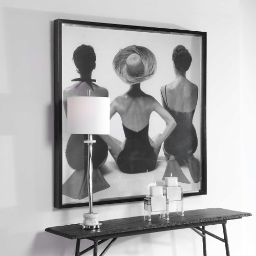 Black and White Swimwear - 1959 Fashion Print in hall angle view