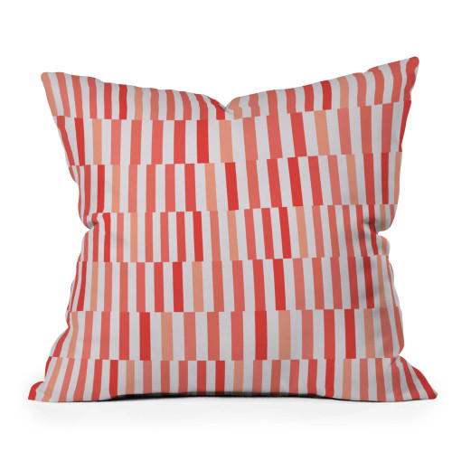 Living Coral Pink Striped Pillow 