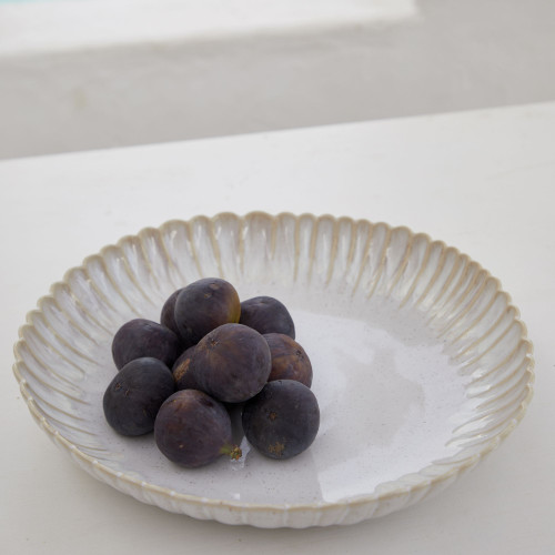 Mallorca Sand Beige Pasta Serving Bowl with figs