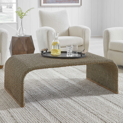 Calabria Seagrass Woven Coffee Table in room