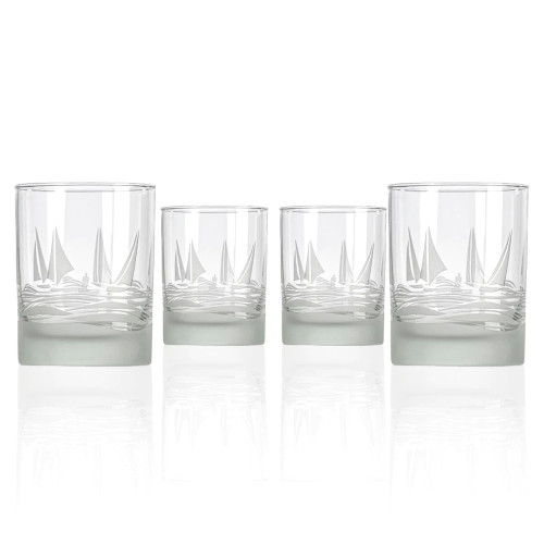 Regatta Etched Double Old Fashioned Glasses - Set of 4