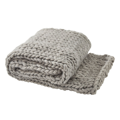 Fog Grey Chunky Knit Throw