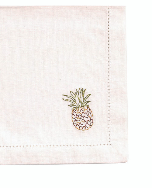 Embroidered Cotton Pineapple Napkins - Set of Four