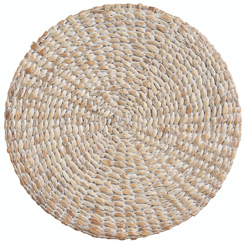 Braided White Hyacinth Round Placemats - Set of Four