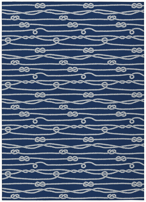 Navy Blue Knotted Ropes Indoor-Outdoor Washable Rug