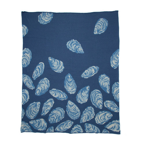 Oyster Shell Navy Blue Eco-Knit Throw