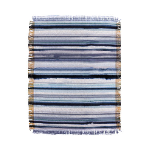 Ombre Blue Sea Stripes Woven Throw