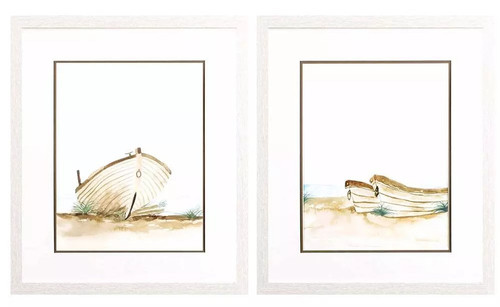 Set of Two Beached Row Boat Art Prints