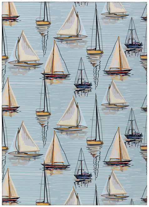 Regatta Sail Aqua Indoor-Outdoor Washable Rug