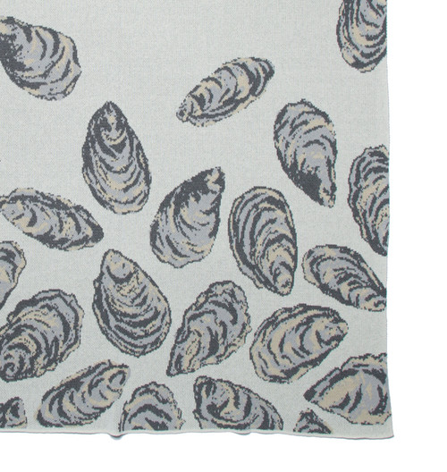 Oyster Shell Silver Grey Eco-Knit Throw close up shells