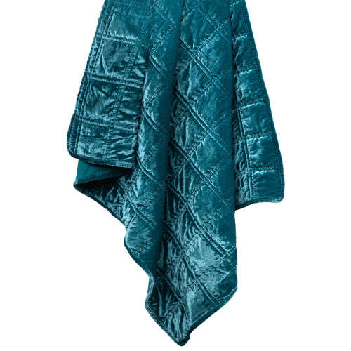 Teal Blue Stella Sumptuous Velvet Throw Blanket view 2