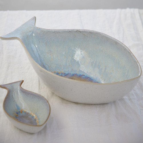 Nacar Dourada large Fish Shaped Serving Bowls with small bowl