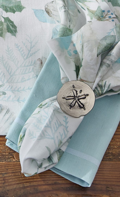 Beach Frost Set of Four Linen Napkins with napkin rings