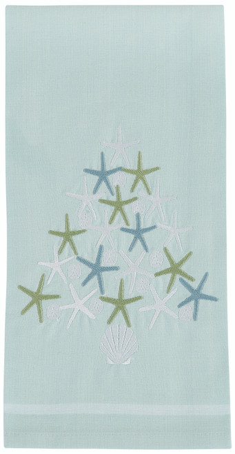 Seas and Greetings Embroidered Starfish Holiday Dishtowels