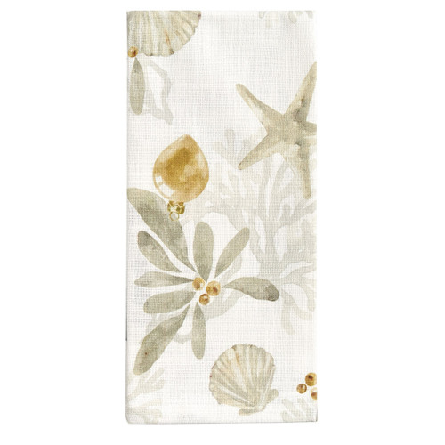 Silver and Gold Set of Two Coastal Christmas Dishtowels