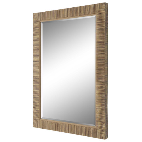 Surfside Beach Faux Rattan Rectangle Mirror angle view