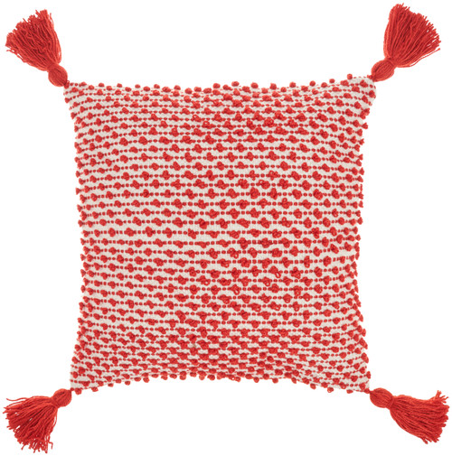 Beach Bliss Red Stripe with Tassels Throw Pillow
