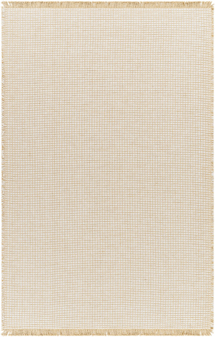 Kimi Light Sand and Soft Taupe Woven Rug with Fringe