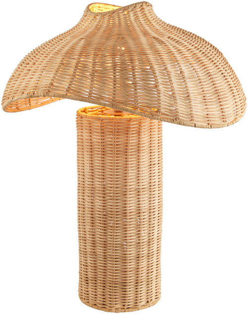 Castaway Beach Natural Rattan Woven Table Lamp light on