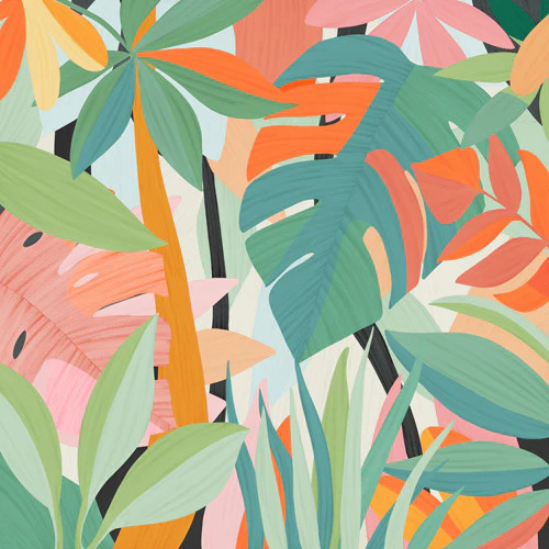 Tropical Forest I Shower Curtain close up pattern