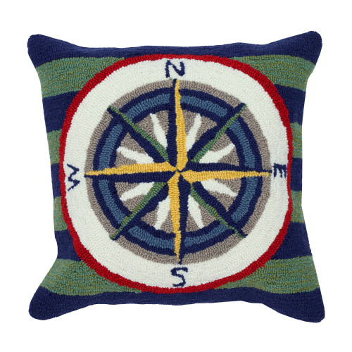 Striped Compass Rose 18 x 18 Indoor-Outdoor Pillow