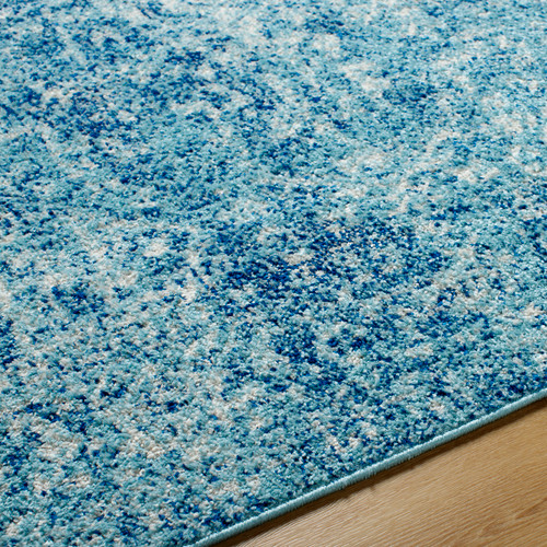 Amalfi Vintage Blue and Aqua Area Rug close up edge