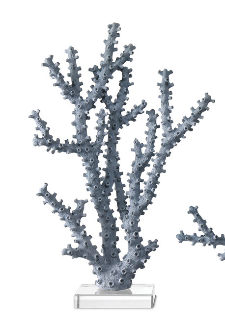 Set of Two Large Blue Coral Branch Sculpted Decor.1