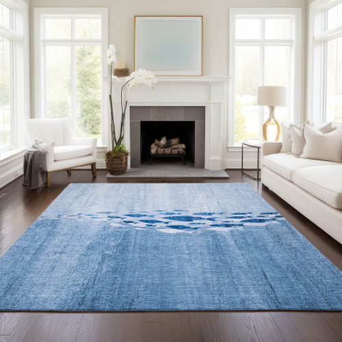 Baja Blue School of Fish Area Rug - living room idea