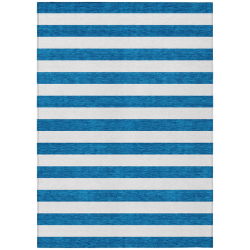 Beach Club Cabana Blue Striped Area Rug