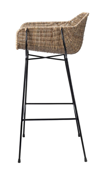 Nova Woven Rattan Bar Stool side view