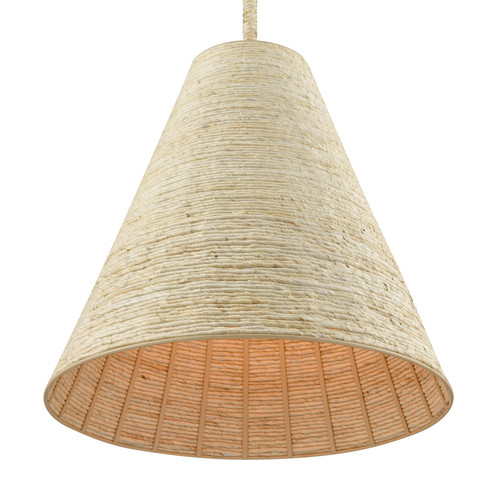 Cane Bay White 17 inch Pendant with Abaca Shade close up shade