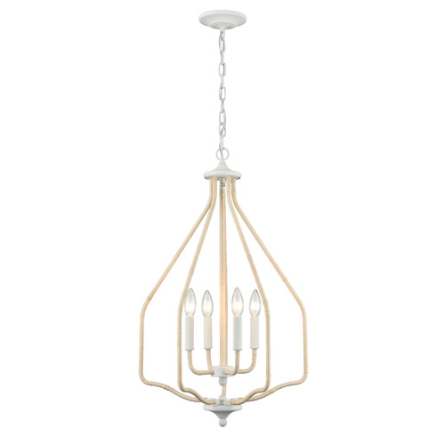 Cane Bay White 4-Light Hanging Pendant from ceiling