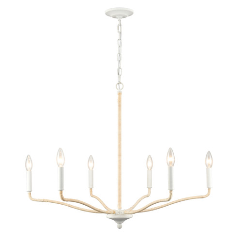 Cane Bay White One-Tiered 6-Light Chandelier