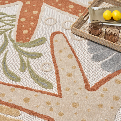 Ivory Ocean Life Woven Area Rug close up floor
