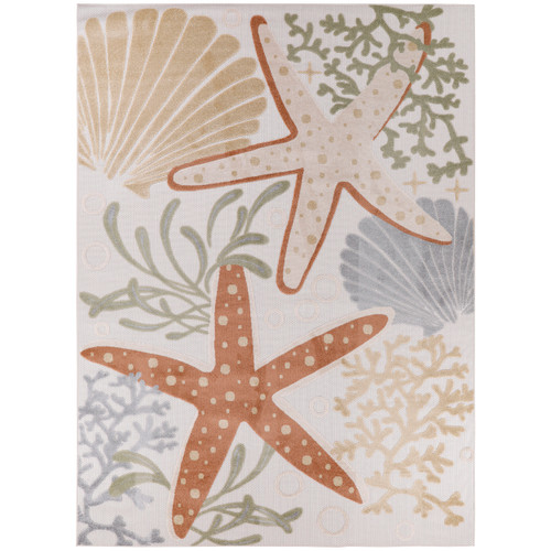 Ivory Ocean Life Woven Area Rug