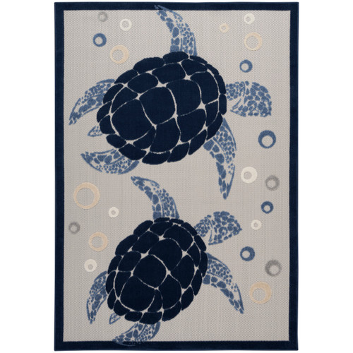 Blue Swimming Sea Turtles Hi-Lo Tufted Area Rug