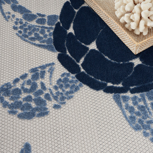 Blue Turtle Rug Blue Swimming Sea Turtles Hi-Lo Tufted Area Rug | Caron's Beach House