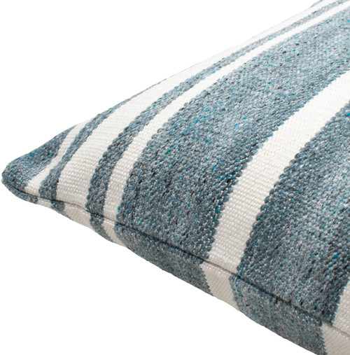 Raymond Blue Stripes 20 x 20 Woven Pillow side view