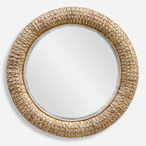 Twisted Natural Dune Seagrass Round Mirror