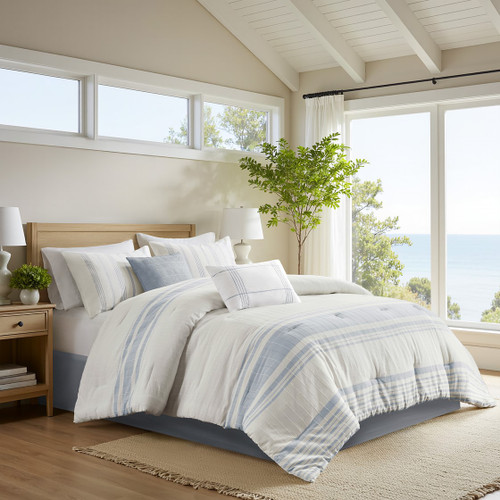 Sea Blue Mist Oversized King 6-Piece Comforter Set room view 3