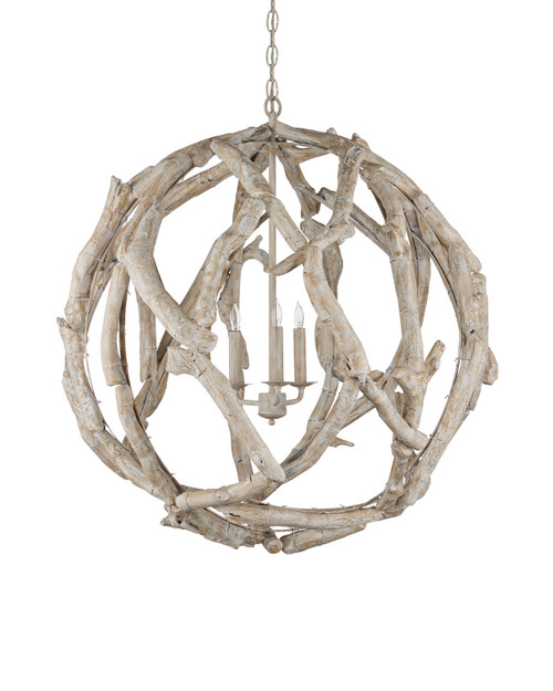 Whitewashed Driftwood Orb Chandelier