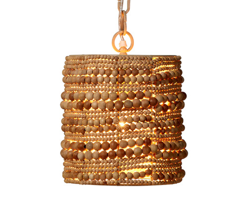 On the Strand Natural Beaded Pendant Lighting light on