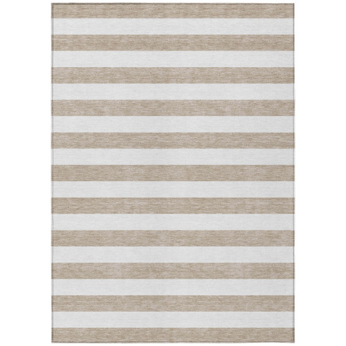 Beach Club Cabana Taupe Striped Area Rug