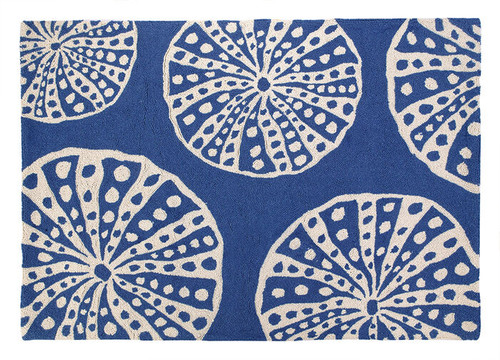 Navy Sea Urchin Wool Hooked 3 x 4 Accent Rug