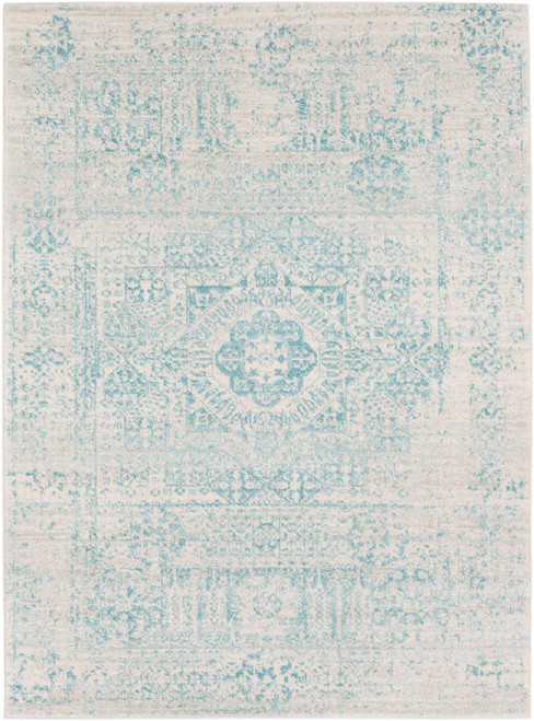 Positano Vintage Aqua and Cream Plush Rug 