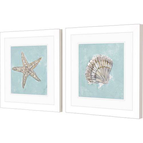 Found Seashells Framed In White I - Set of Two angle view