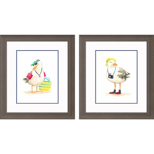 Set of Two Beach Bum Seagulls Art Prints