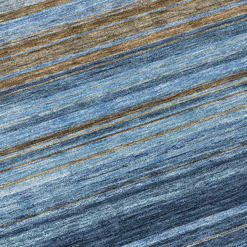 Lakeside Navy Blue Striped Area Rug close up stripes