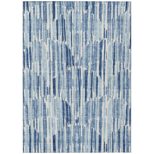 Blue Sea Glass Stripes Indoor-Outdoor Area Rug